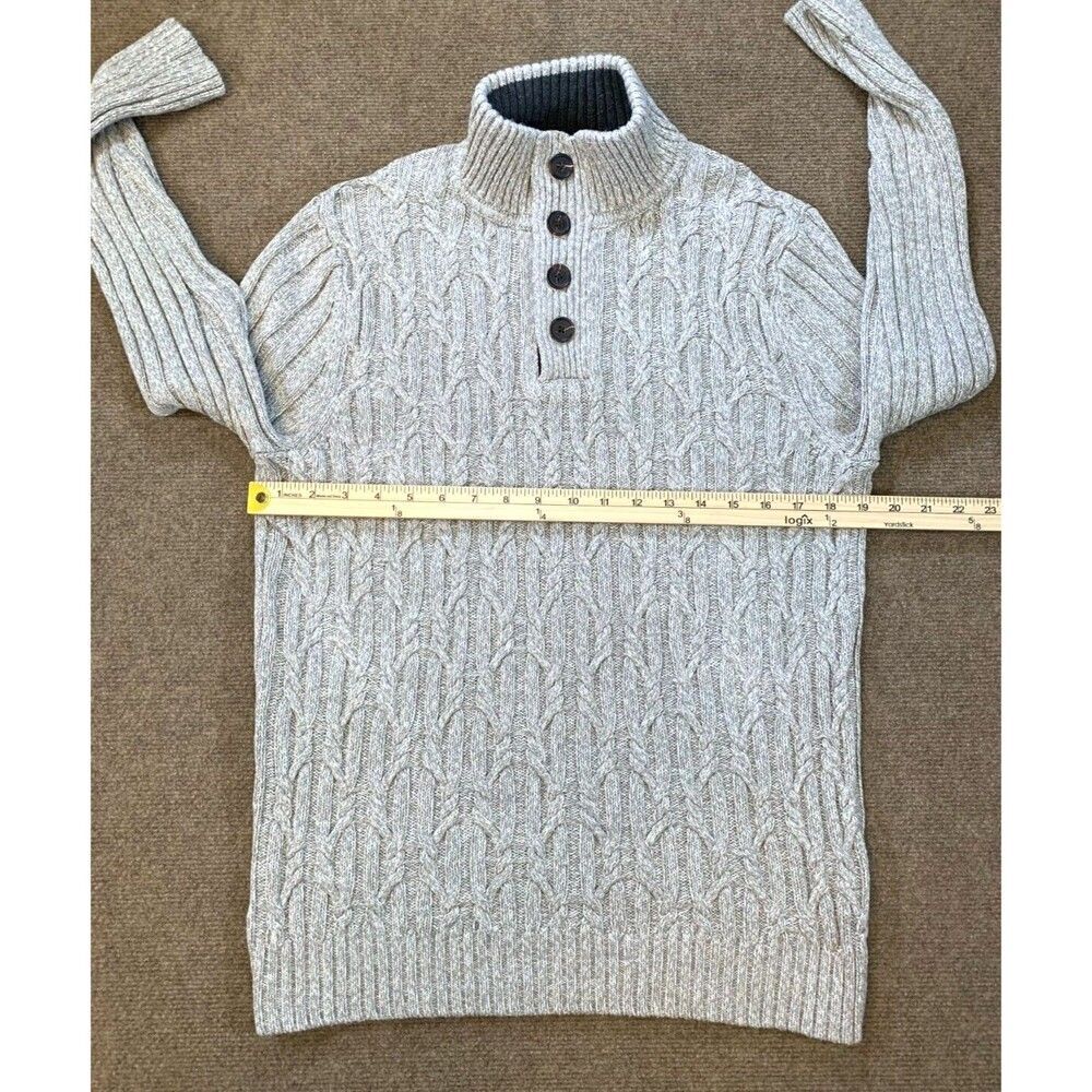 Tasso Elba Sweater Mens M Cable Chunky Henley Fisherman Long Sleeve Pullover - Picture 4 of 6
